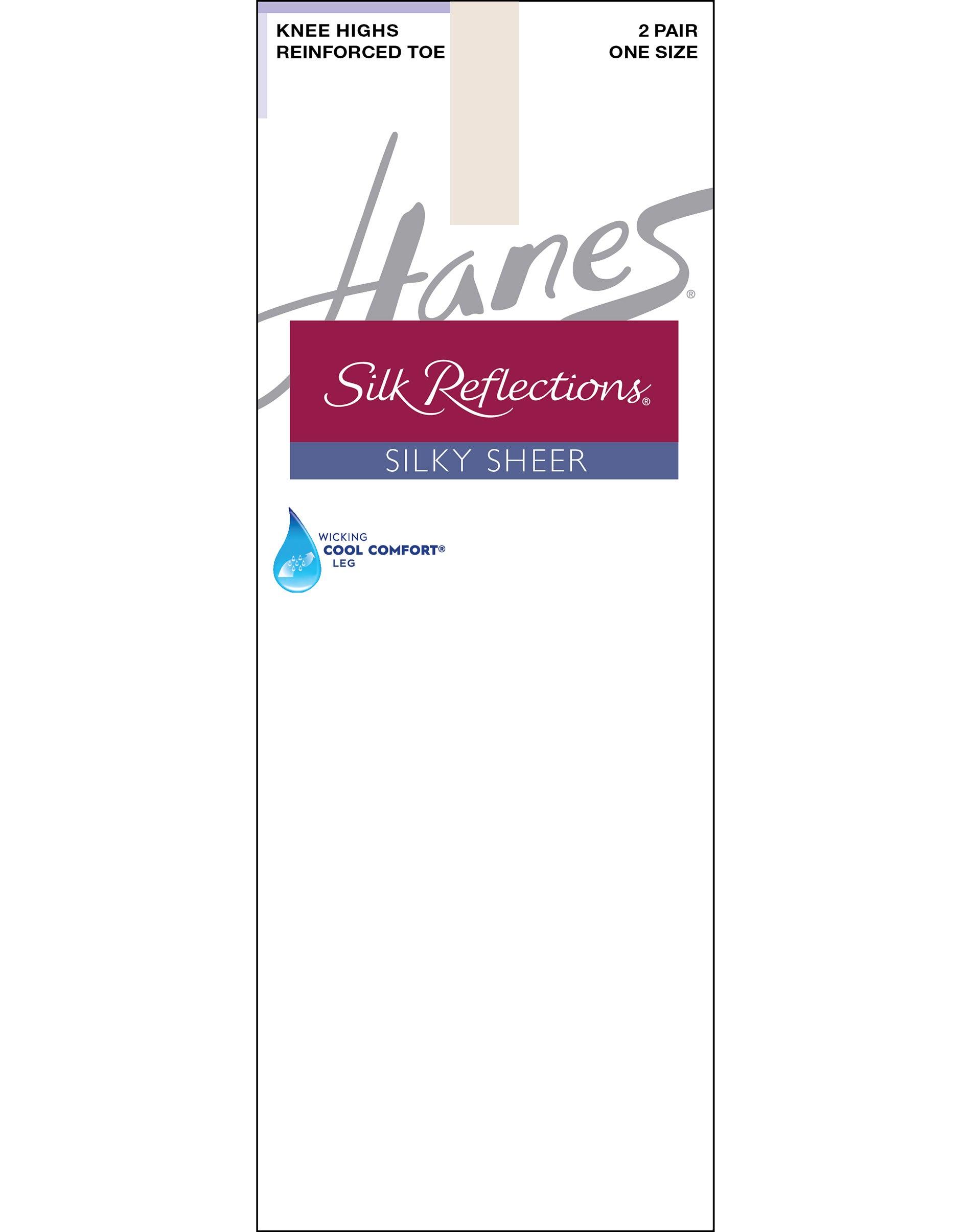 hanes silk reflections silky sheer knee highs with reinforced toe, 2-pairs pearl women's