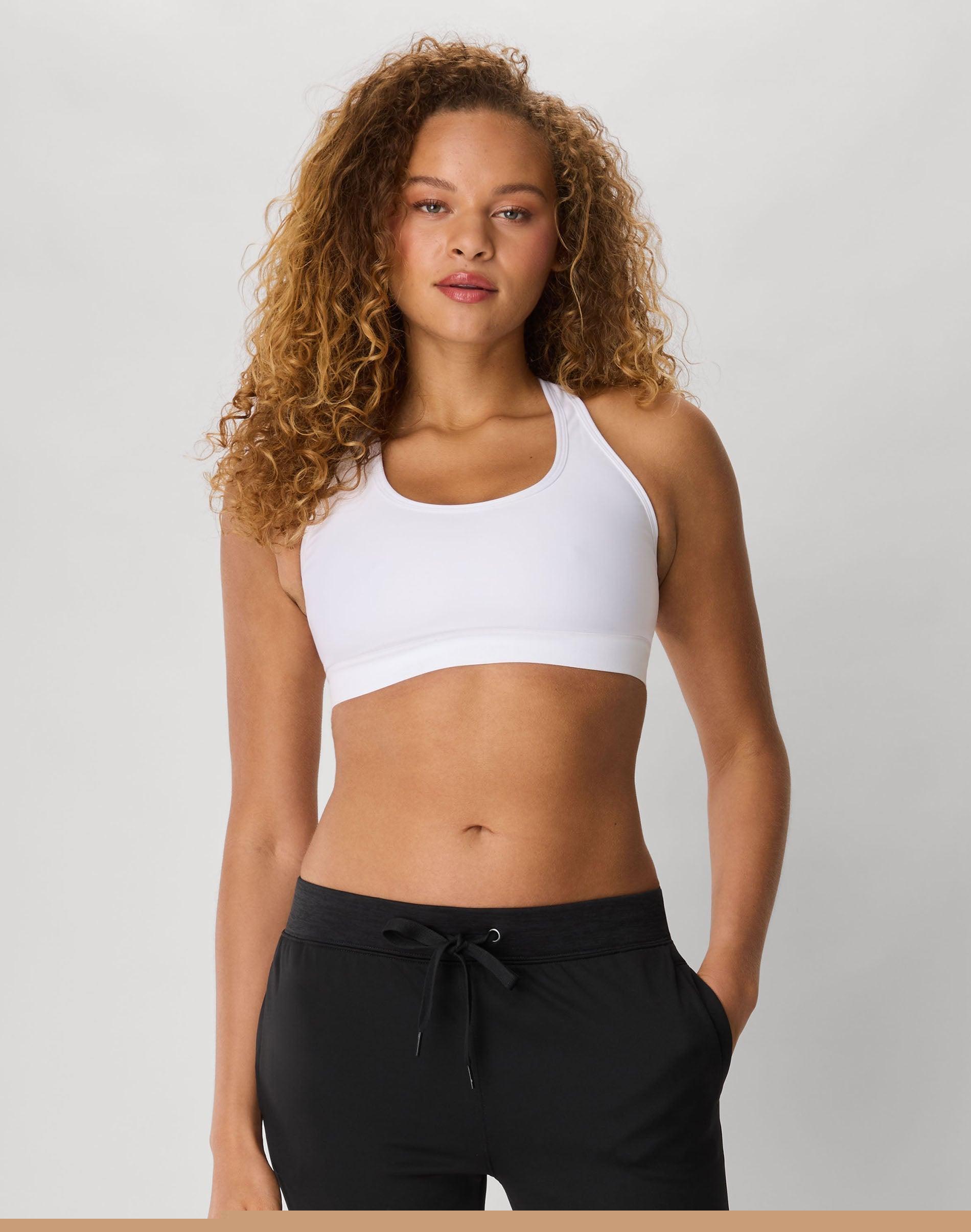 hanes sport women's racerback sports bra with compression white xs