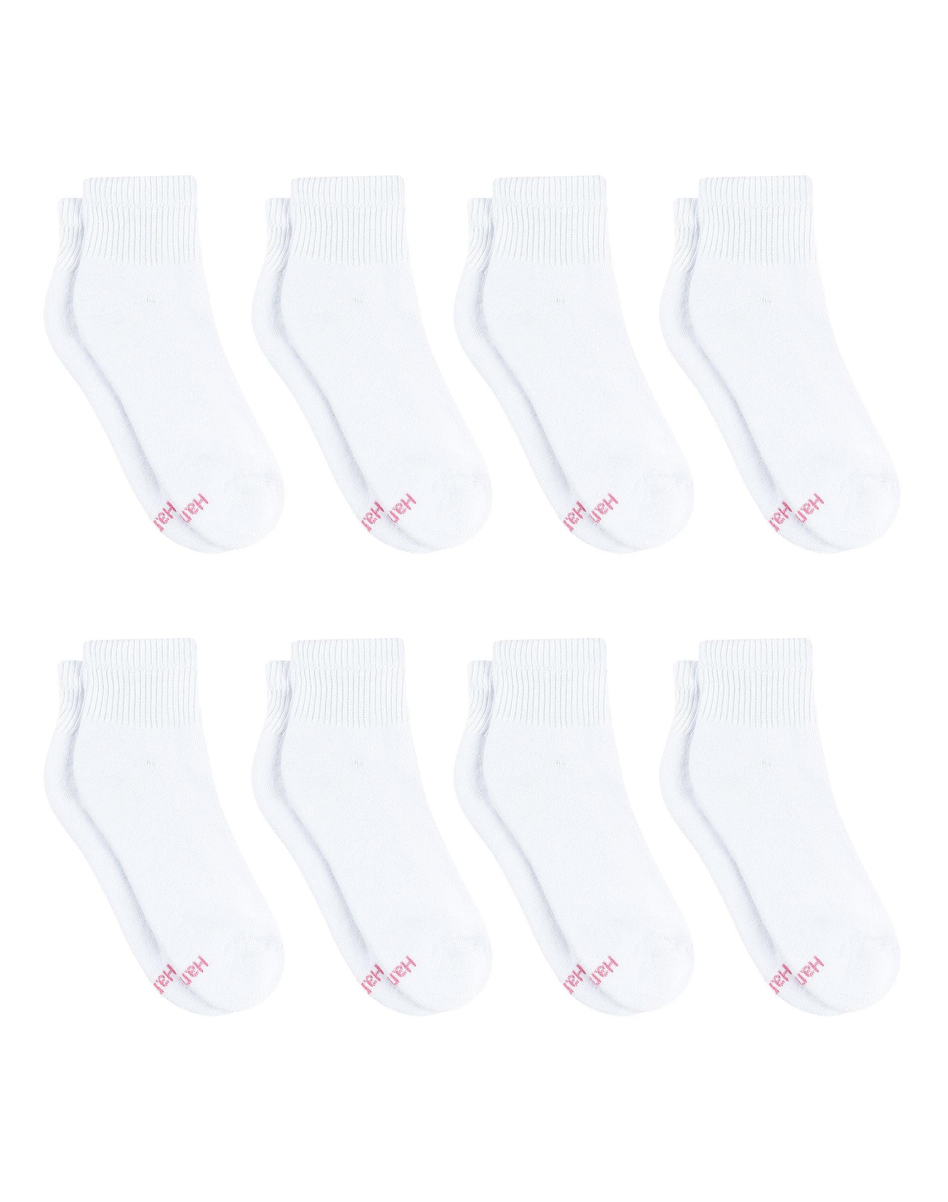 hanes ultimate women's ankle socks pack, cushioned, 8-pairs white 5-9