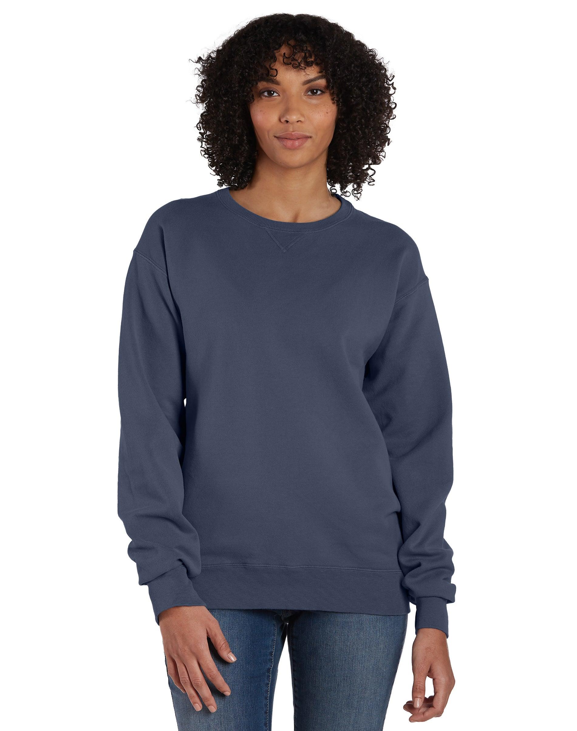 hanes unisex garment dyed fleece sweatshirt anchor slate s