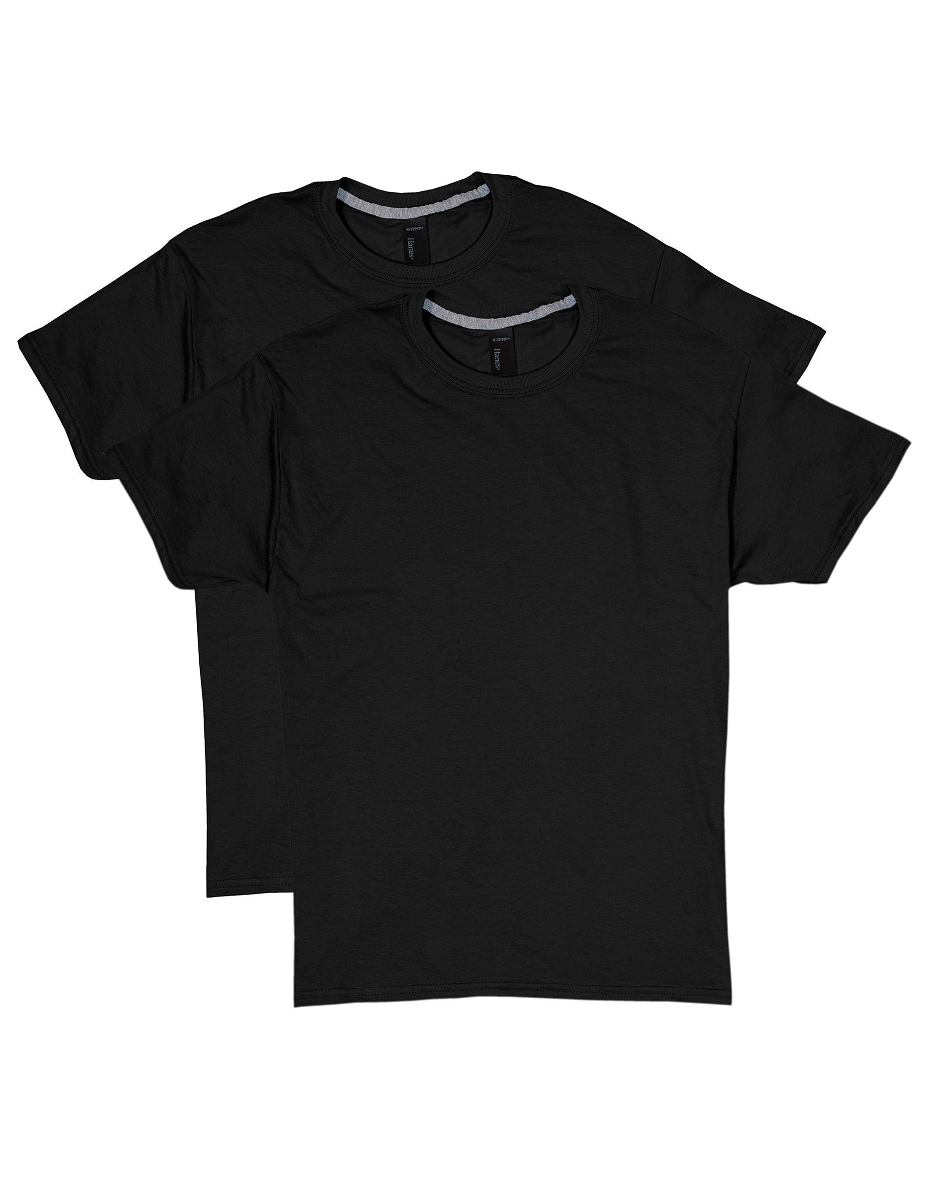 hanes x-temp unisex short sleeve crewneck t-shirt, 2-pack black s