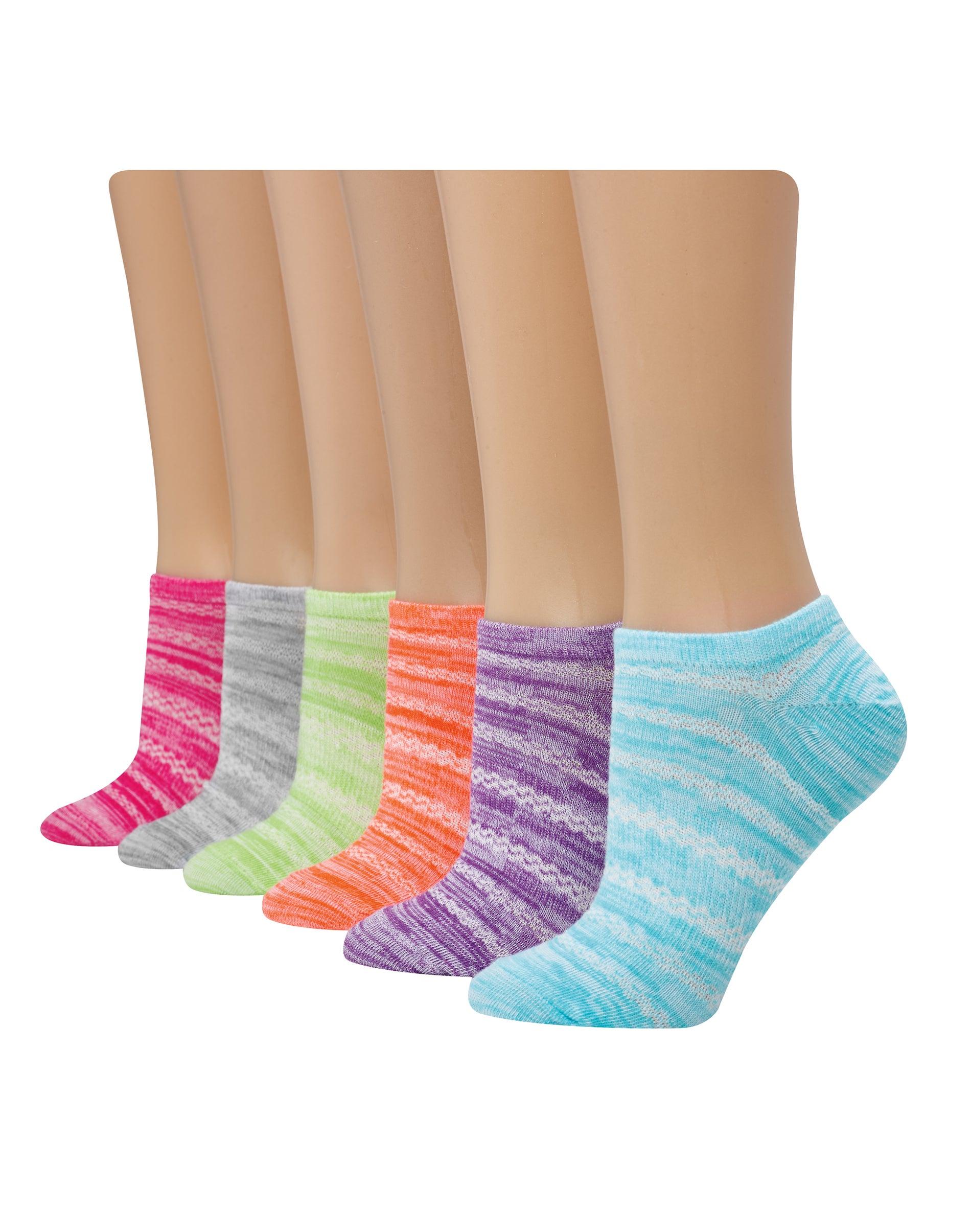 hanes x-temp women's super no show socks, shoe sizes 5-9, 6-pairs assorted colors