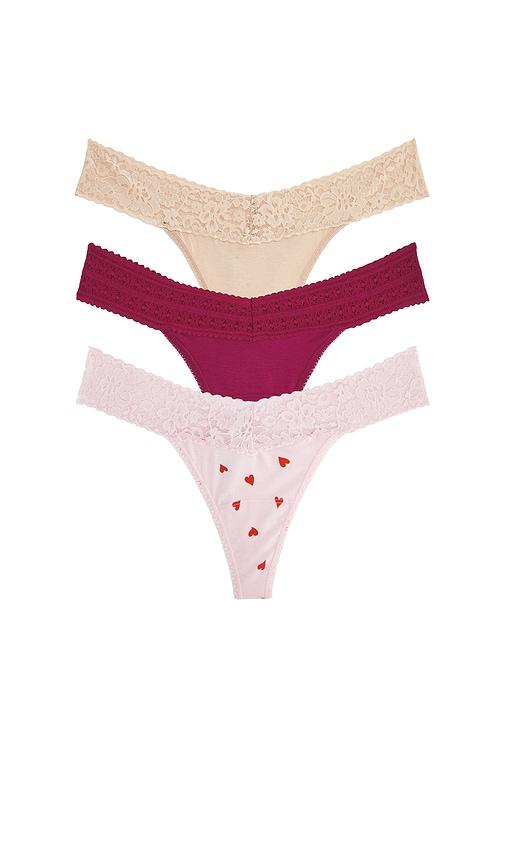 hanky panky 3 original rise thongs in pink,nude.