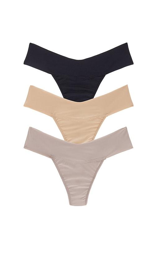 hanky panky breathe natural rise thong 3 packs in neutral. - size xl (also in xs)