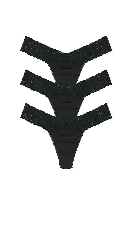 hanky panky multipacks supima cotton low thong 3 packs in black.