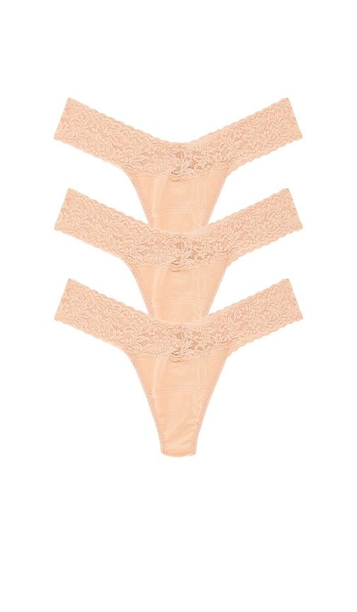 hanky panky multipacks supima cotton low thong 3 packs in nude.