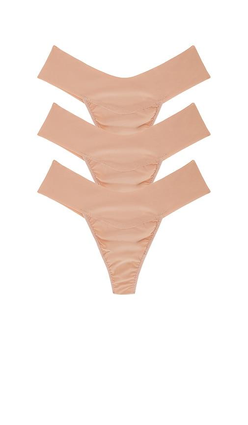 hanky panky natural rise thongs 3 pack in taupe. - size l (also in m, s, xs)