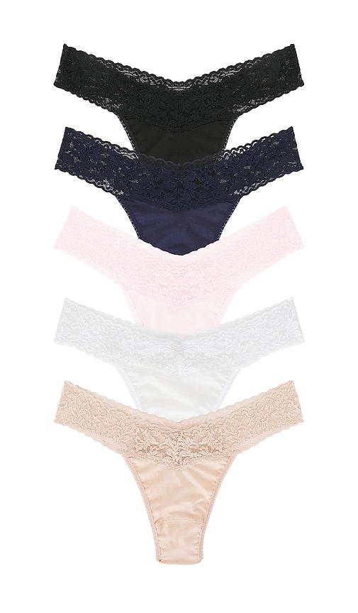 hanky panky supima? cotton organic thong 5 pack in black,pink.
