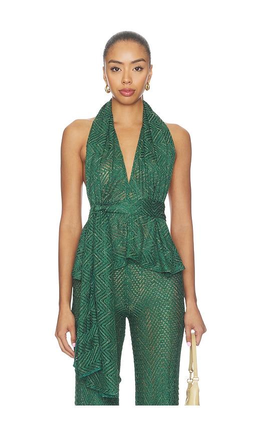 hanne bloch knit scarf top in green.