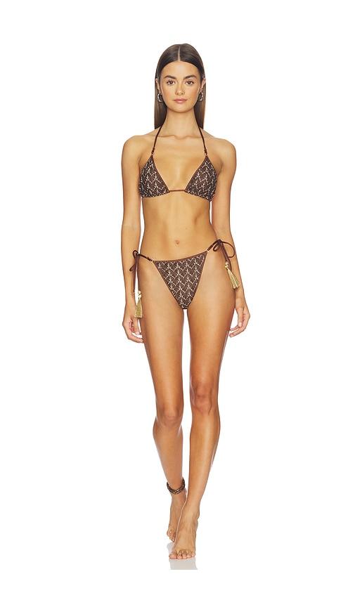 hanne bloch knit triangle bikini set in brown. - size l (also in xs, s, m, xl)
