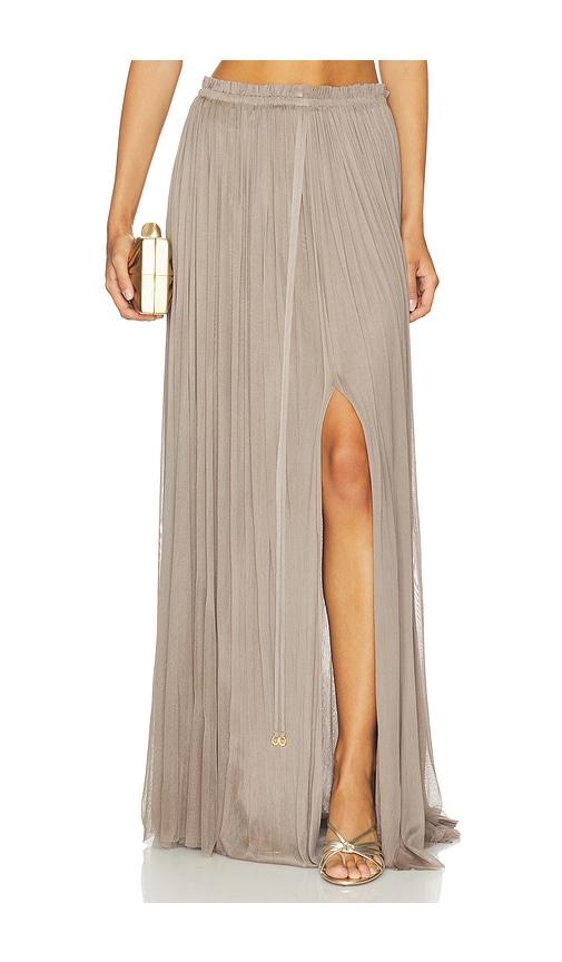 hanne bloch silk tulle skirt in taupe.