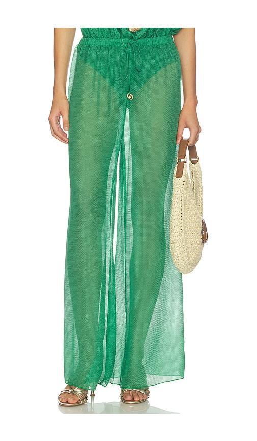 hanne bloch square silk pants in green. - size m (also in s)
