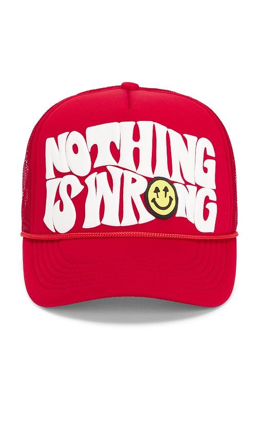 happy caps nothing is wrong trucker hat in red.