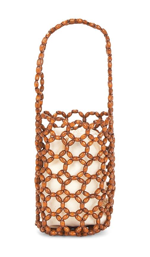 hat attack isla beaded mini bag in brown.