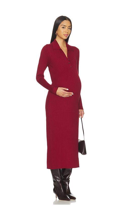 hatch the averie polo rib sweater dress in burgundy. - size 3 (also in 4)