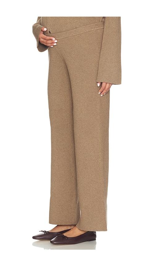 hatch the beatrice ribbed knit pant in tan. - size 0 (also in 4)