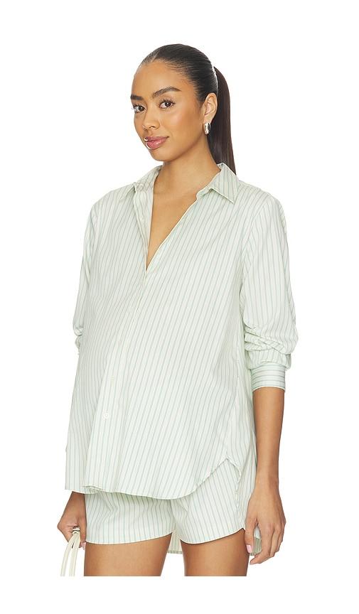 hatch the classic buttondown shirt in green,cream. - size s (also in xl, xs)