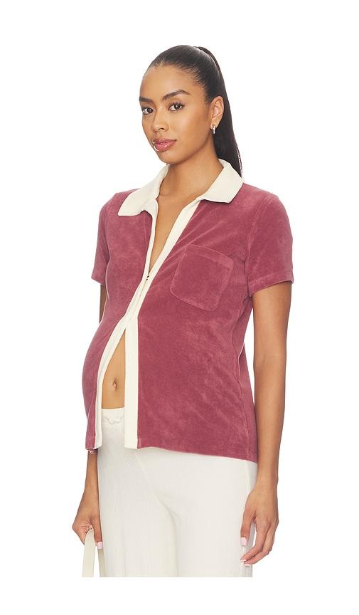 hatch the layla polo top in brick. - size l (also in xs, s, m)