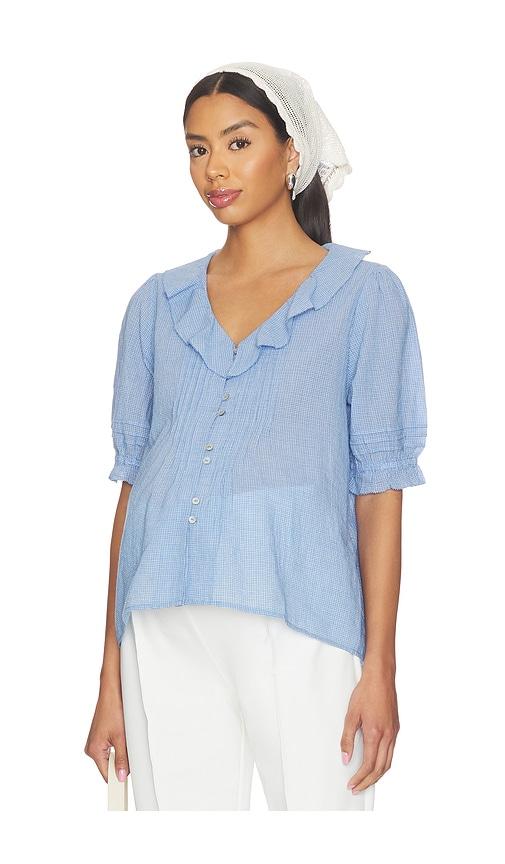 hatch the plaid lou lou nursing blouse in baby blue. - size xl (also in xs)