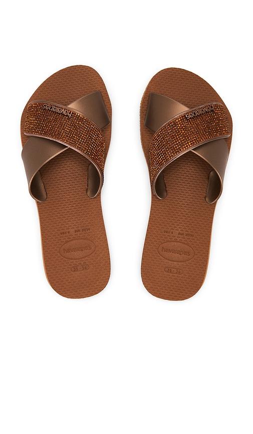 havaianas aqua glow sandal in rust. - size 35/36 (also in 37/38)