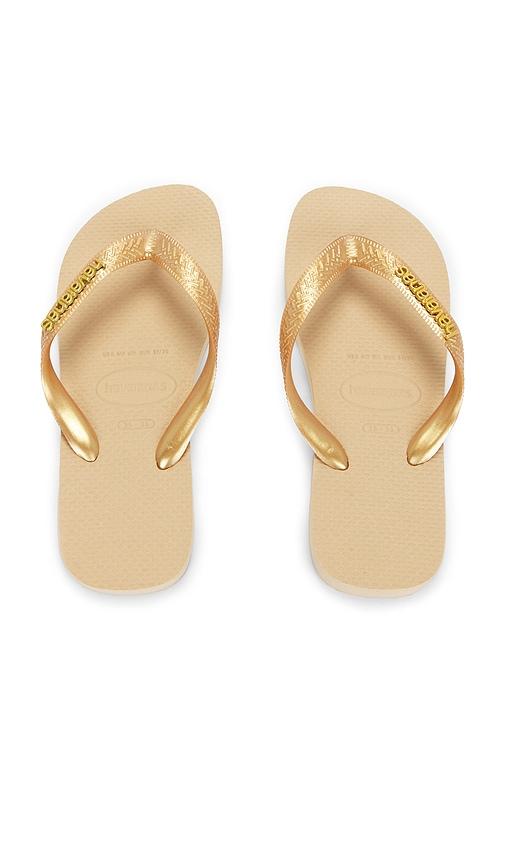 havaianas top logo metallic sandal in metallic gold. - size 37/38 (also in 41/42)