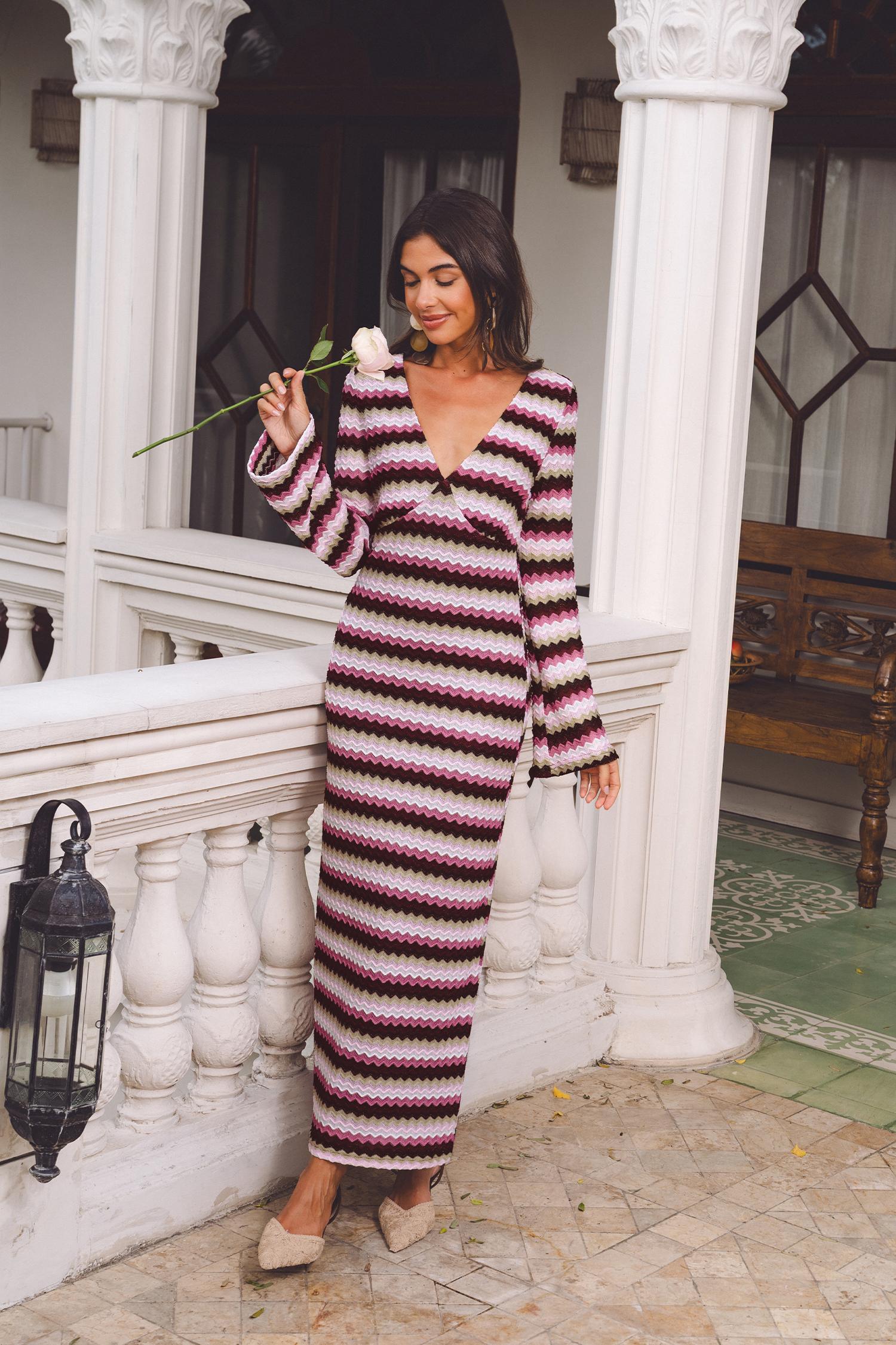 head over heels striped maxi dress - l