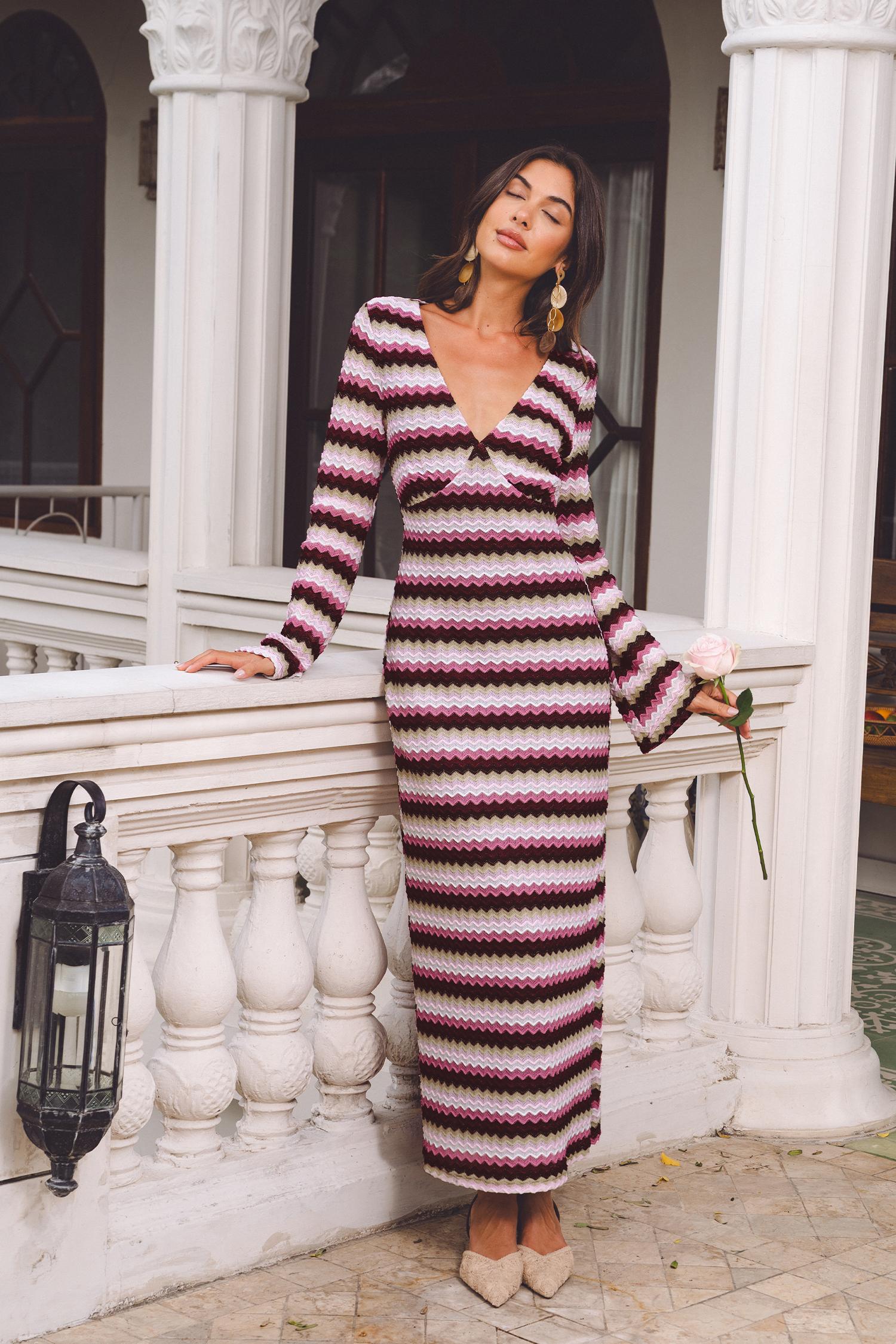 head over heels striped maxi dress - l