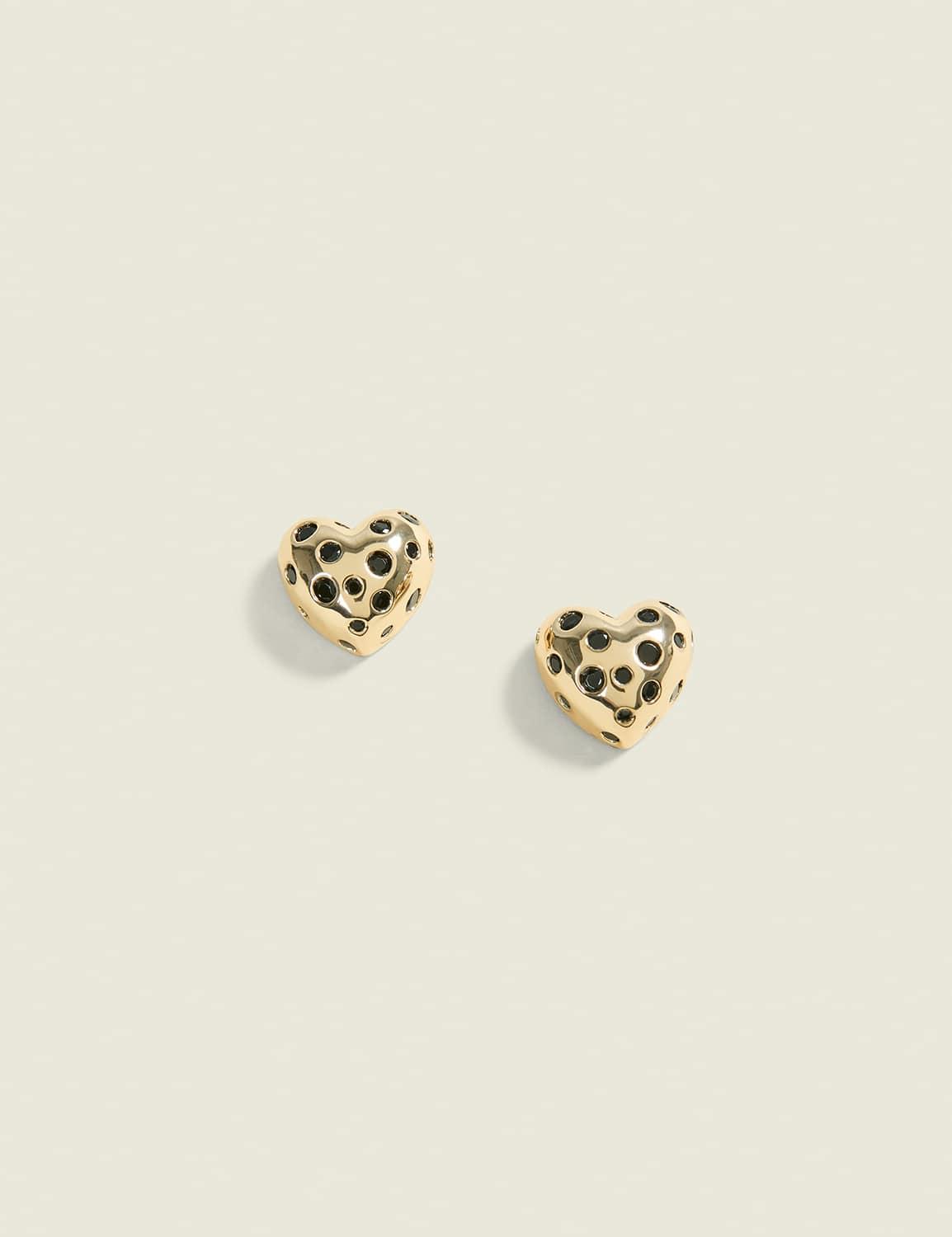 heart button earrings