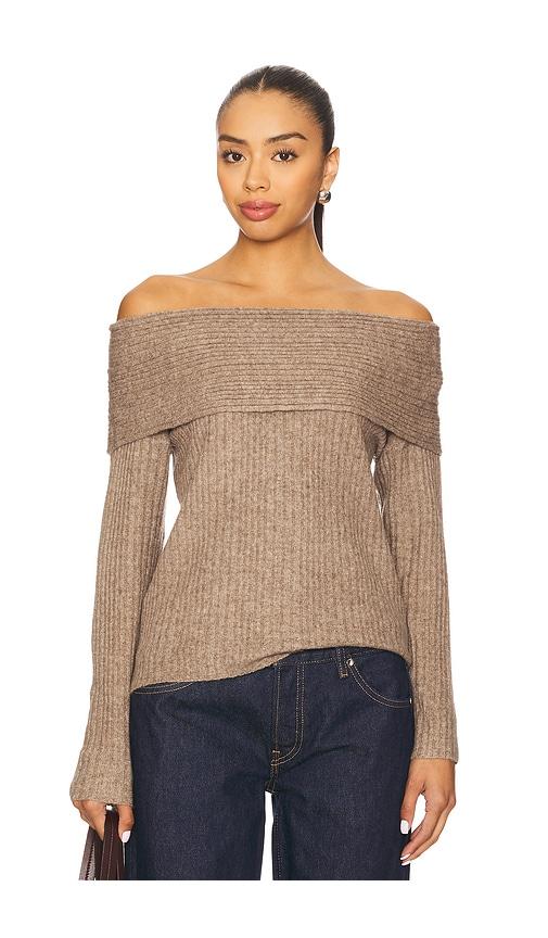 heartloom kendra sweater in taupe. - size l (also in s, m, xl)