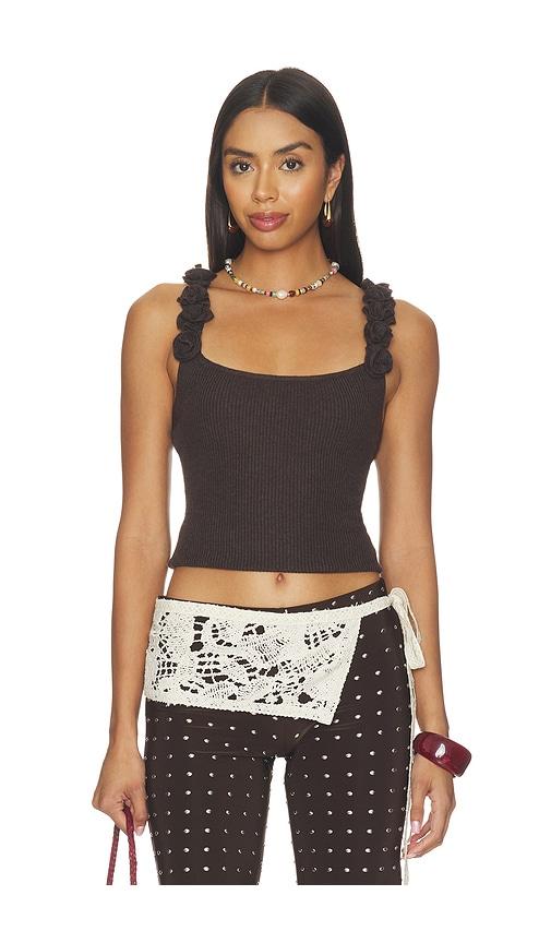 heartloom marone top in chocolate. - size l (also in xs, s, m, xl)