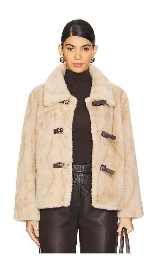 heartloom tegan faux fur coat in beige. - size l (also in xl)