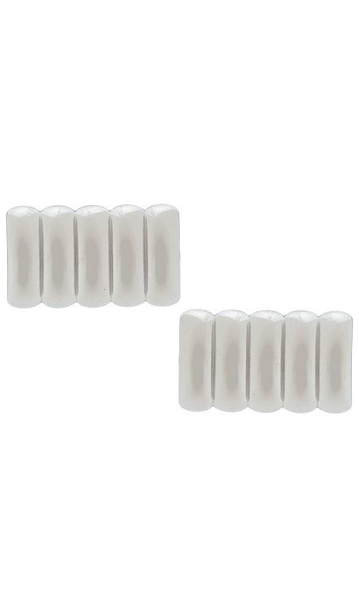 heaven mayhem clemmie maxi stud earrings in metallic silver.