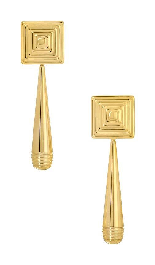 heaven mayhem iris earrings in metallic gold.