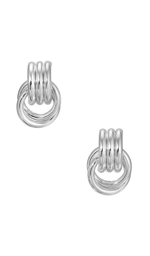heaven mayhem mini knot earrings in metallic silver.