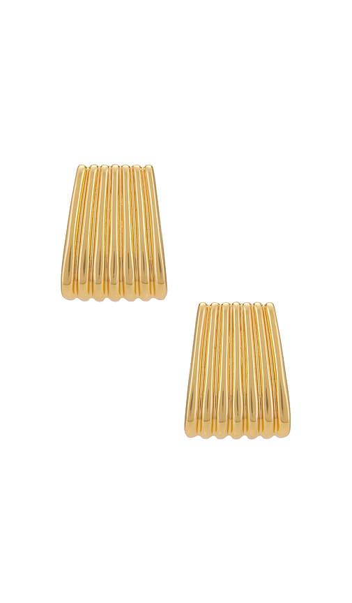 heaven mayhem ribbed earrings in metallic gold.