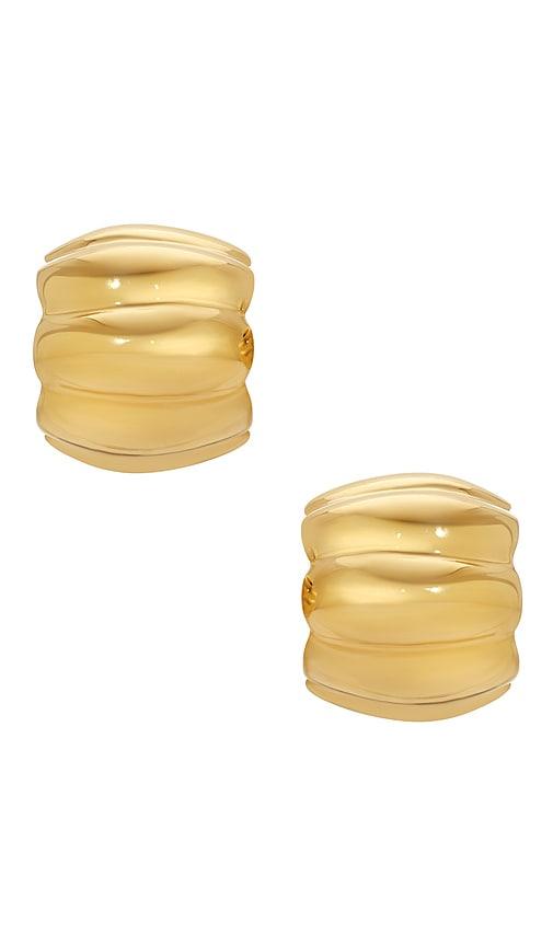 heaven mayhem terre hoop earrings in metallic gold.