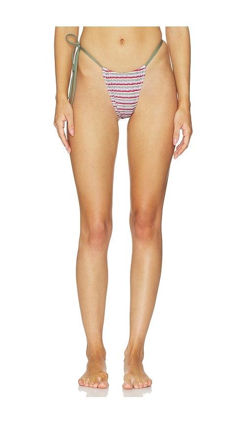 heavy manners side tie bikini bottoms in green,red. - size l (also in m, s, xl, xs)