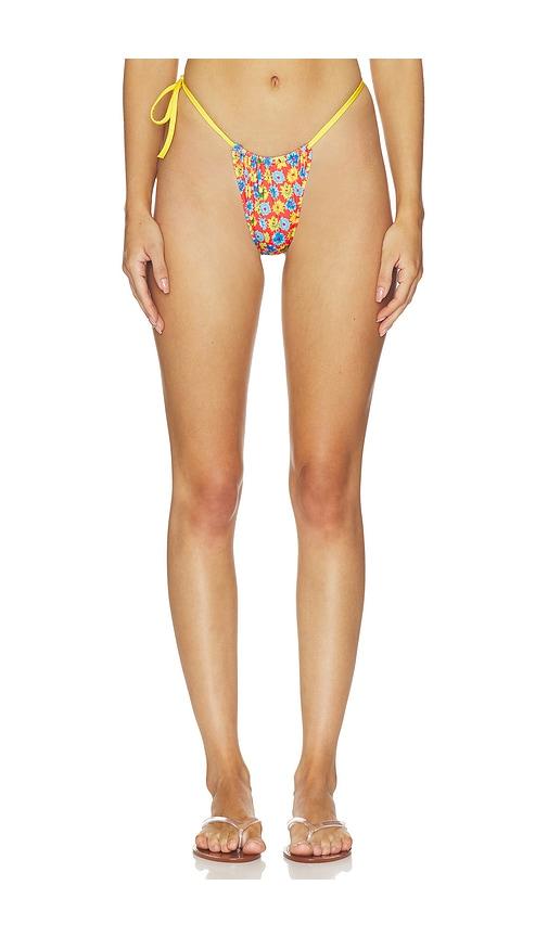 heavy manners side tie bikini bottoms in yellow,red. - size l (also in xs, s, m, xl)
