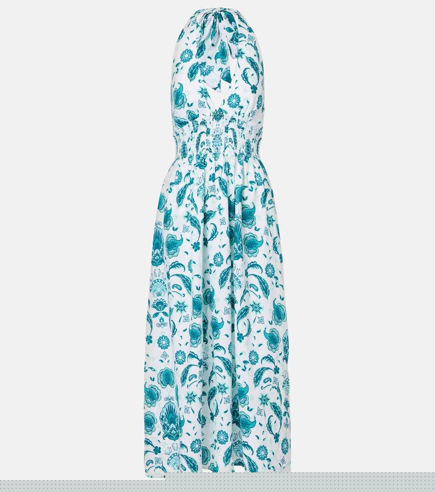 heidi klein kos paisley shirred linen maxi dress