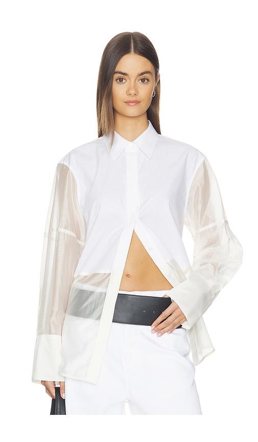 helmut lang combo long sleeve shirt in white. - size l (also in xs, s, m)