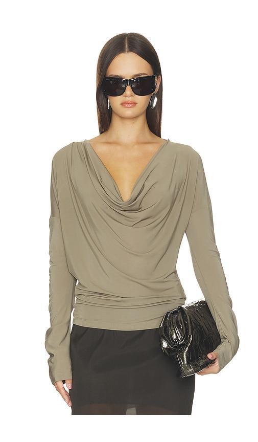 helmut lang cowl long sleeve top in grey. - size l (also in xs, s, m)