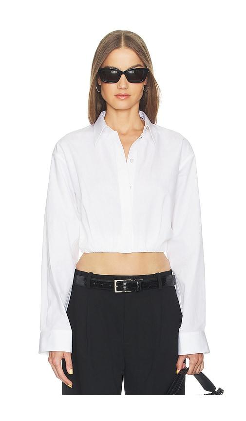 helmut lang cropped gather shirt in white. - size m (also in s)