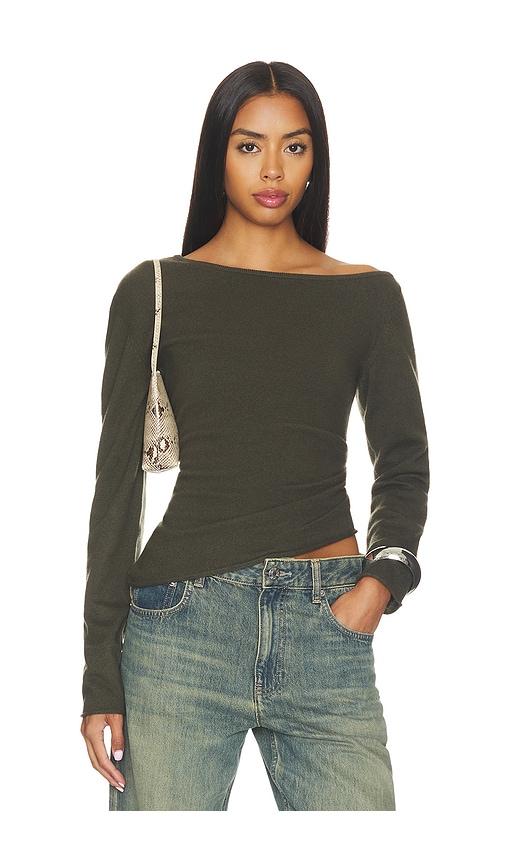 helmut lang draped asym top in olive. - size l (also in m, s)