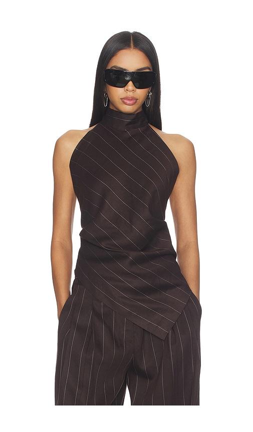 helmut lang halter scarf top in chocolate. - size l (also in m)