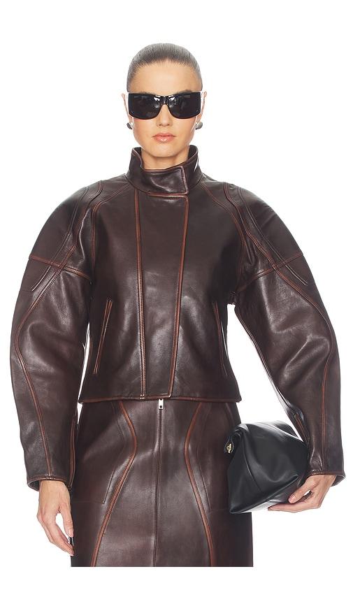 helmut lang leather saddle jacket in brown. - size l (also in s, m)