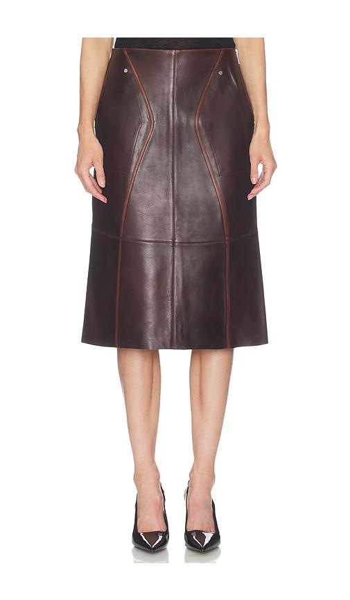 helmut lang leather saddle skirt in brown. - size 0 (also in 2, 4)