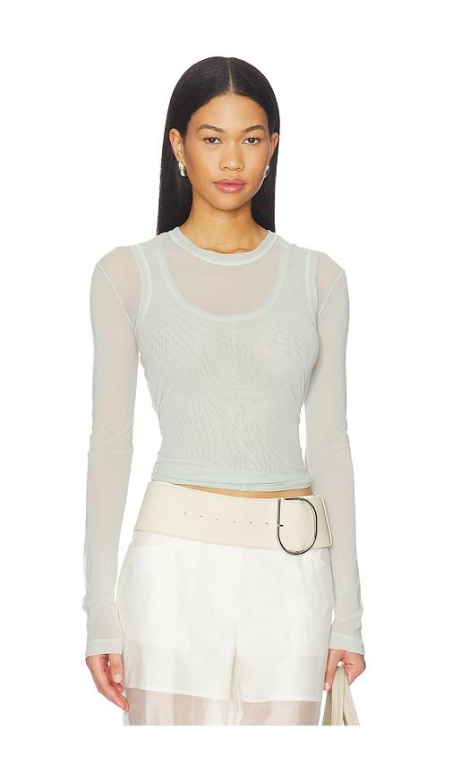 helmut lang mesh layered long sleeve top in mint. - size l (also in xs, s, m)