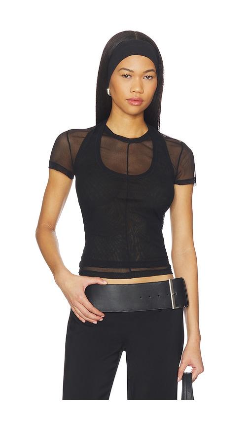 helmut lang mesh layered top in black. - size l (also in xs, s)