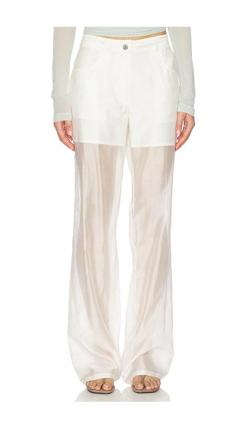 helmut lang sheer bootcut pant in white. - size 2 (also in 4, 8)