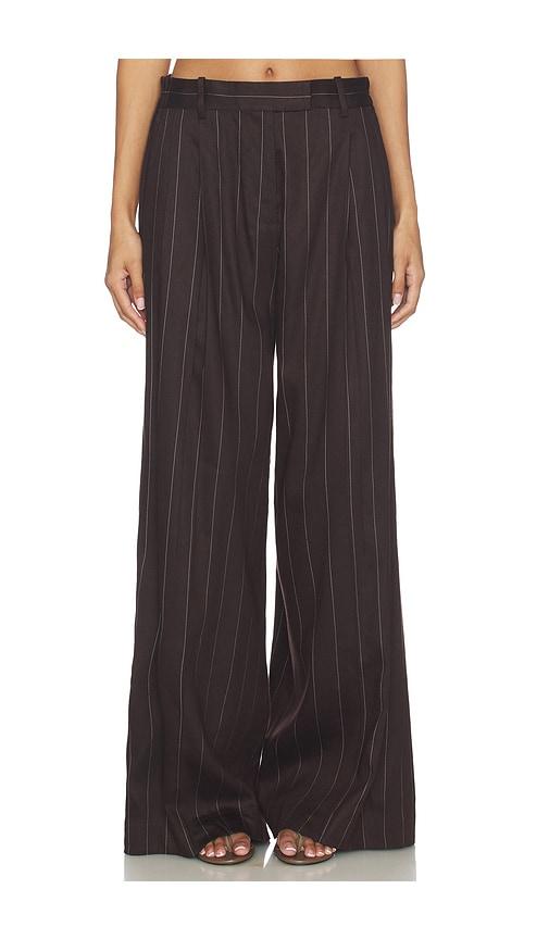 helmut lang wide double pleated trousers in chocolate. - size 0 (also in 4, 6, 8)